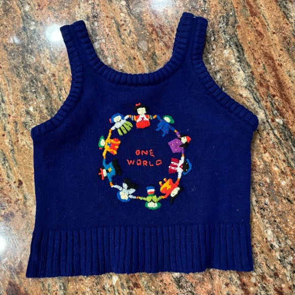 70s Vintage Girls Knit Sweater Vest - Picture 1 of 7